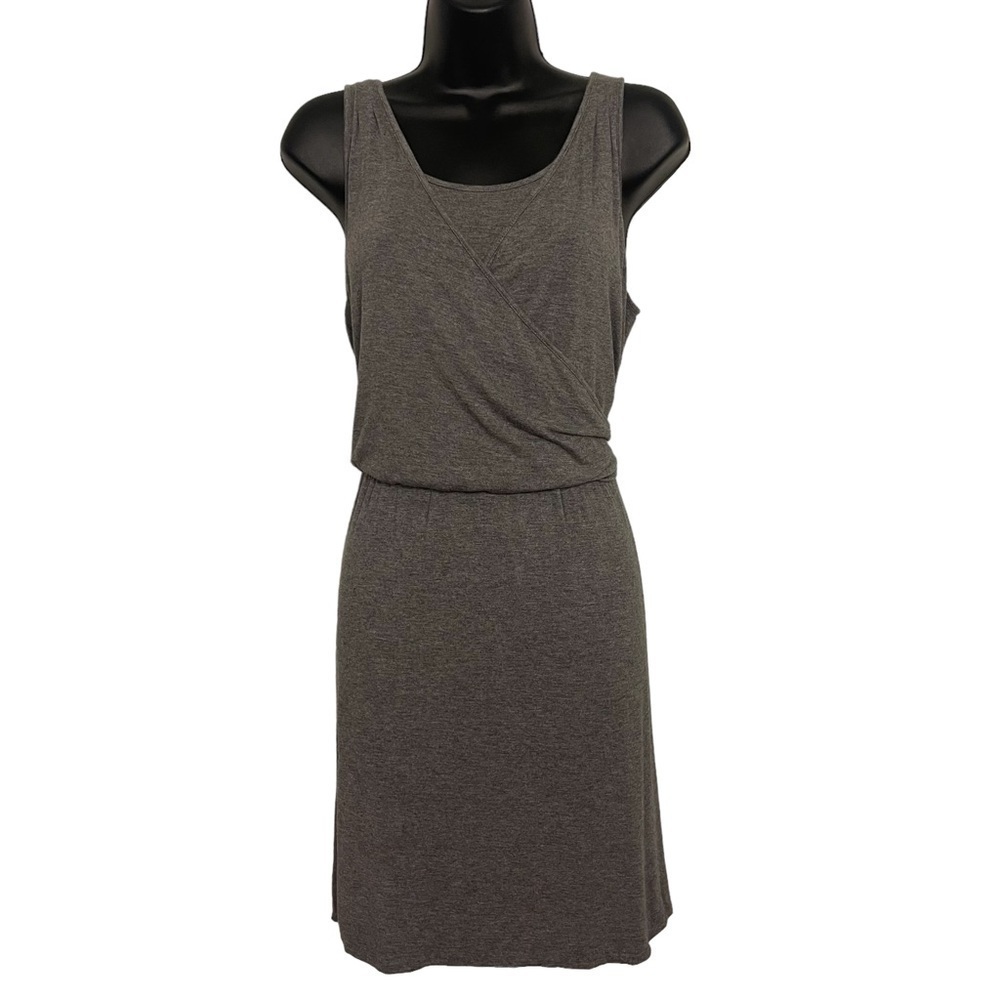 Euc Banana Republic criss cross jersey dress, heather grey, size small